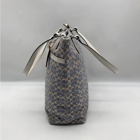 Coach Chambray Signature C Ivory Python Embossed Leather Tote Bag - Picture 3 of 14